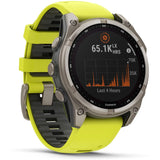 Garmin fenix 8 - 47mm Solar Sapphire Titanium with amp yellow/graphite silicone band
