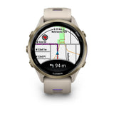 Garmin Forerunner 970 - Soft gold titanium with french grey case and french grey/translucent indigo band