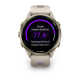 Garmin Forerunner 970 - Soft gold titanium with french grey case and french grey/translucent indigo band