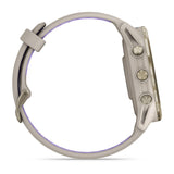 Garmin Forerunner 970 - Soft gold titanium with french grey case and french grey/translucent indigo band