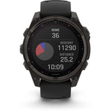 Garmin fenix 8 - 47mm Solar Sapphire Carbon gray DLC titanium with black/pebble gray silicone band