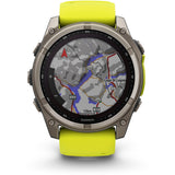 Garmin fenix 8 - 51mm Solar Sapphire Titanium with amp yellow/graphite silicone band