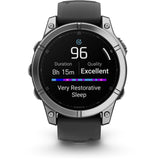 Garmin fenix E – 47 mm AMOLED Stainless steel with black silicone band