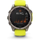 Garmin fenix 8 - 47mm Solar Sapphire Titanium with amp yellow/graphite silicone band