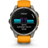Garmin fenix 8 - 47mm AMOLED Sapphire Titanium with spark orange/graphite silicone band