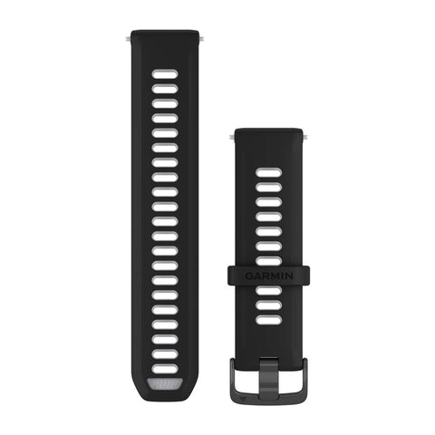 Garmin Forerunner 22mm Watch Band - Black/translucent whitestone Silicone Band with Slate hardware