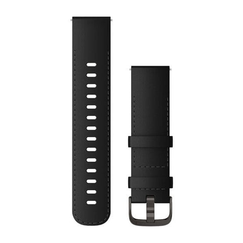 Garmin Quick Release 22mm - Black Leather with Slate Hardware