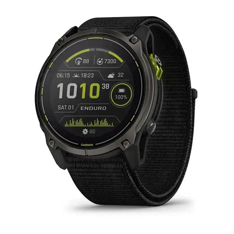 Garmin Enduro 3 – 51 mm Solar, Sapphire Carbon gray DLC titanium with black UltraFit nylon strap
