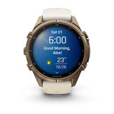 Garmin fenix 9 Pro- 43mm - Autumn Gold Titanium with Cream/French Gray Silicone Band