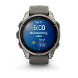 Garmin fenix 9 - 43mm - Titanium with Pebble Gray Silicone Band