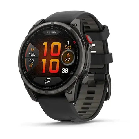 Garmin fenix 8 Pro - 47mm AMOLED Sapphire Carbon grey DLC titanium with black/pebble grey silicone band