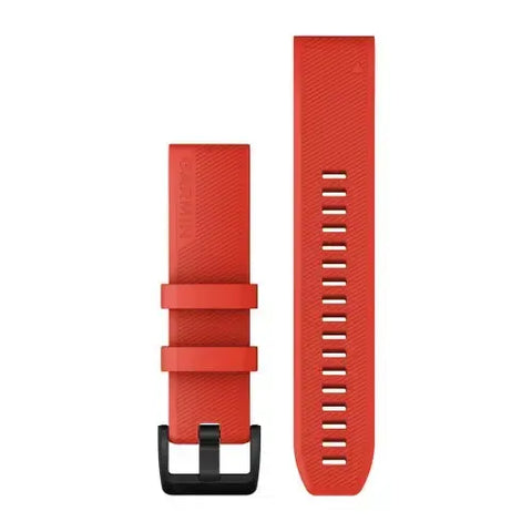 Garmin QuickFit 22 - Laser red Silicone Band with black stainless steel hardware