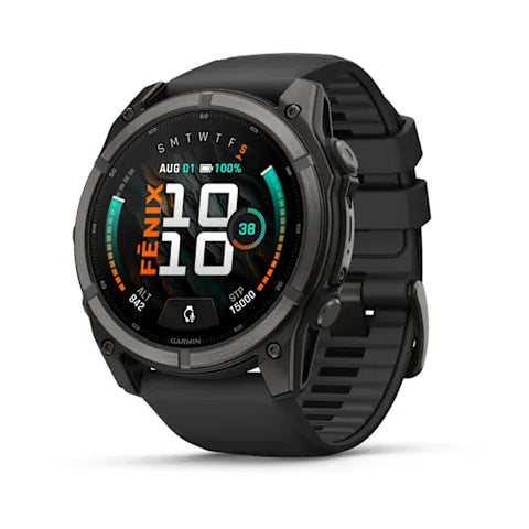 Garmin fenix 9 - 51mm - Carbon Gray DLC Titanium with Black Silicone Band