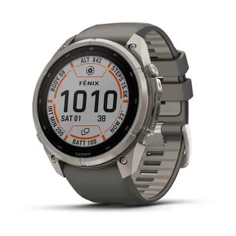 Garmin fenix 9 Pro Solar InReach -  51mm - Titanium with Pebble Gray Silicone Band