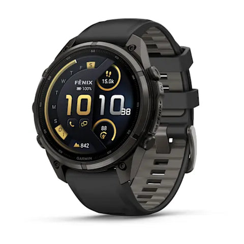 Garmin fenix 9 Pro InReach  - 47mm - Carbon Gray DLC Titanium with Black/Pebble Gray Silicone Band