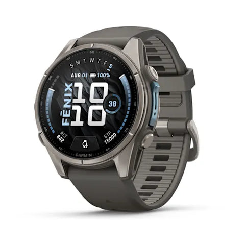 Garmin fenix 9 - 43mm - Titanium with Pebble Gray Silicone Band