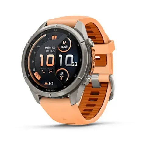 Garmin fenix 9 Pro InReach - 43mm - Titanium with Shell Pink/Autumn Orange Silicone Band