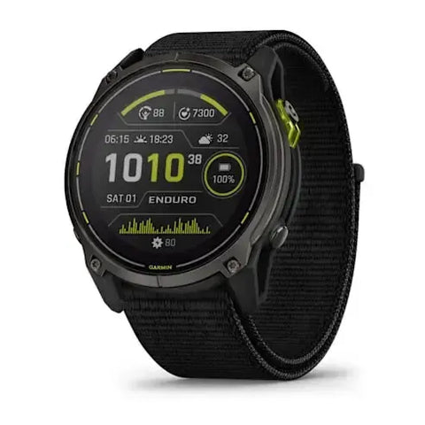Garmin Enduro 3 – 51 mm Solar, Sapphire Carbon gray DLC titanium with black UltraFit nylon strap