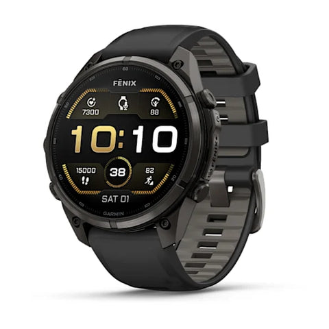 Garmin fenix 9 Pro - 47mm - Carbon Gray DLC Titanium with Black/Pebble Gray Silicone Band