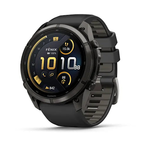 Garmin fenix 9 Pro InReach  -  51mm - Carbon Gray DLC Titanium with Black/Pebble Gray Silicone Band
