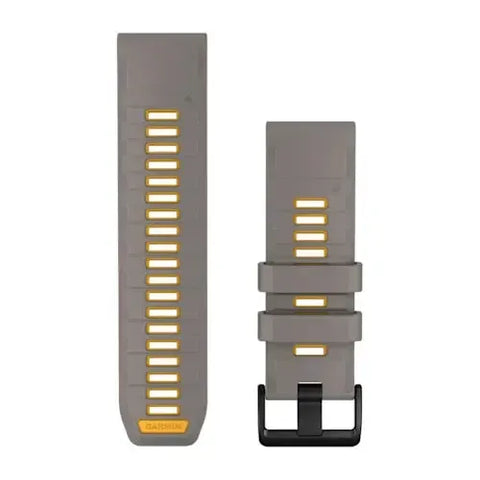 Garmin QuickFit 26 - Silver Gray/Yellow Flare Silicone Band