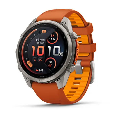 Garmin fenix 9 Pro InReach  - 47mm - Titanium with Autumn Orange/Spark Orange Silicone Band