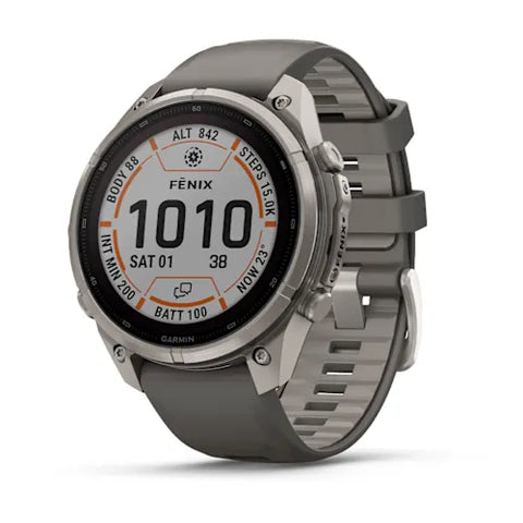 Garmin fenix 9 Pro Solar InReach  - 47mm - Titanium with Pebble Gray Silicone Ban