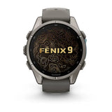 Garmin fenix 9 - 43mm - Titanium with Pebble Gray Silicone Band