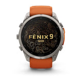 Garmin fenix 9 Pro InReach  -  51mm - Titanium with Autumn Orange/Spark Orange Silicone Band