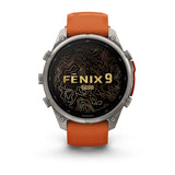 Garmin fenix 9 Pro InReach  - 47mm - Titanium with Autumn Orange/Spark Orange Silicone Band