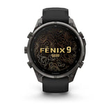 Garmin fenix 9 Pro - 47mm - Carbon Gray DLC Titanium with Black/Pebble Gray Silicone Band
