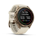 Garmin fenix 9 Pro- 43mm - Autumn Gold Titanium with Cream/French Gray Silicone Band