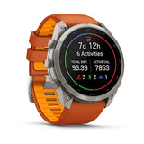 Garmin fenix 9 Pro InReach  -  51mm - Titanium with Autumn Orange/Spark Orange Silicone Band