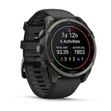 Garmin fenix 9 - 47mm - Carbon Gray DLC Titanium with Black Silicone Band