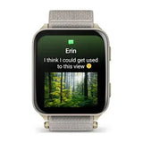 Garmin Venu X1 - Soft Gold with titanium caseback and French Gray nylon band