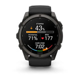 Garmin fenix 9 - 51mm - Carbon Gray DLC Titanium with Black Silicone Band