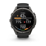 Garmin fenix 9 Pro InReach  - 43mm - Carbon Gray DLC Titanium with Black/Pebble Gray Silicone Band