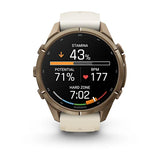Garmin fenix 9 Pro- 43mm - Autumn Gold Titanium with Cream/French Gray Silicone Band