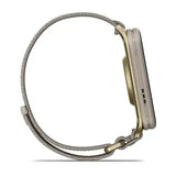 Garmin Venu X1 - Soft Gold with titanium caseback and French Gray nylon band