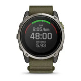 Garmin Enduro 4 Smartwatch - Titanium with dark olive ComfortFit fabric band