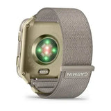Garmin Venu X1 - Soft Gold with titanium caseback and French Gray nylon band