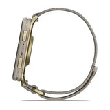 Garmin Venu X1 - Soft Gold with titanium caseback and French Gray nylon band