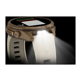 Garmin fenix 9 Pro- 43mm - Autumn Gold Titanium with Cream/French Gray Silicone Band