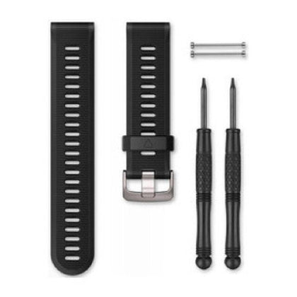 Garmin Forerunner 22mm Watch Band - Black/Silver Silicone Band