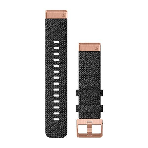 Garmin QuickFit 20 Heathered Black Rose Gold Nylon Band