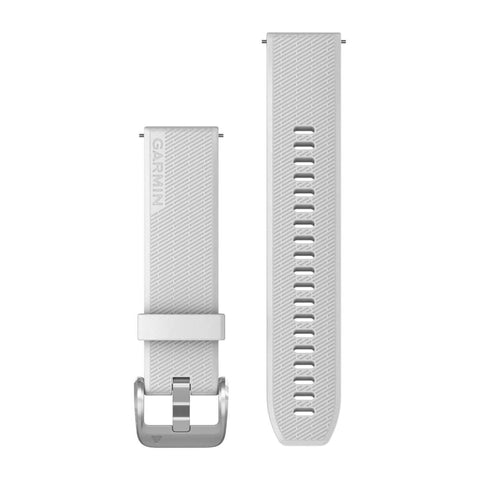 Garmin Quick Release 20mm - White / Polished Silver Silicone Band